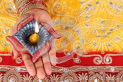 Handmade Diwali Diya Lamp Stock Photo