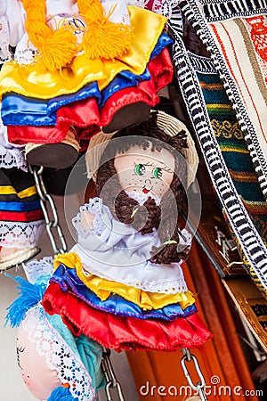 Handmade dolls dressed with traditional Colombian outfits Stock Photo