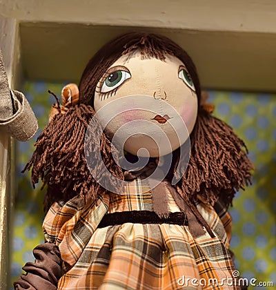 Handmade dolls in the shop Stock Photo