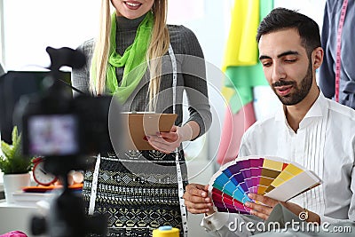 Handmade Dressmaking Social Media Vlog Concept Stock Photo