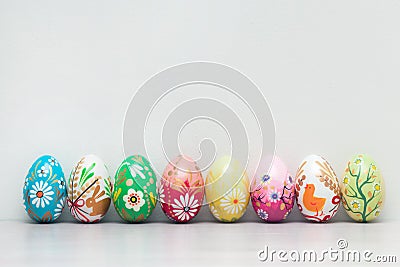 Handmade Easter eggs collection. Spring patterns art Stock Photo