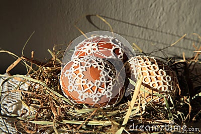 Tatting Easter eggs Stock Photo