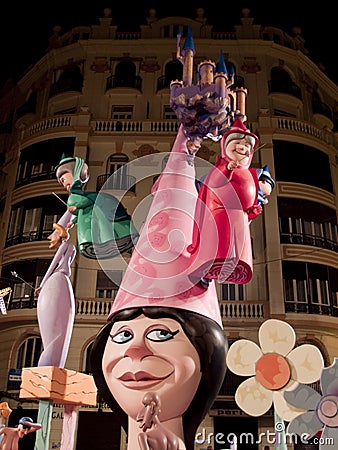 Handmade figures in Las Fallas in Valencia Spain Editorial Stock Photo