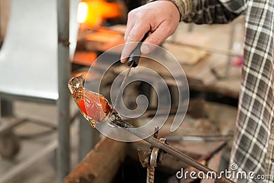 Handmade figures of melted glass Stock Photo