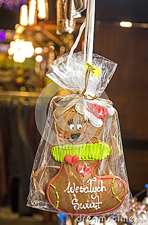 Handmade gingerbread cookies - traditional Christmas gift Editorial Stock Photo