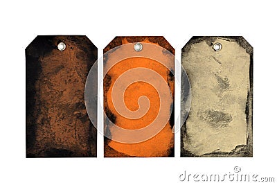 Handmade Halloween or autumn gift tags isolated on white Stock Photo