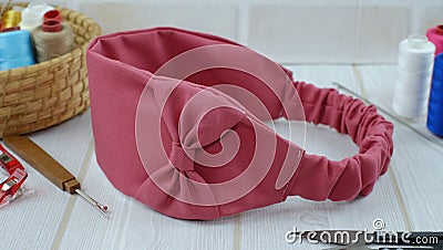 Handmade headband made out of cotton fabric texture Stock Photo