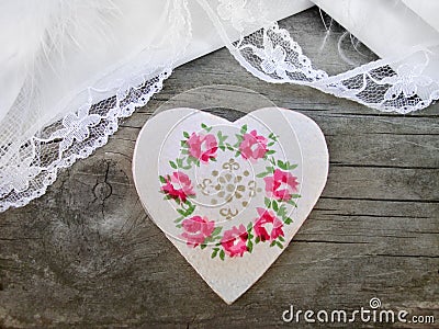 Handmade heart on wooden background Stock Photo