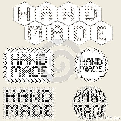 handmade icons. Cross-stitch. Patchwork. Vector Illustration