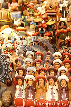 Handmade Indian dolls, Pisac market Editorial Stock Photo