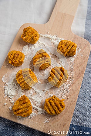 Handmade italian pumpkin gnocchi Stock Photo