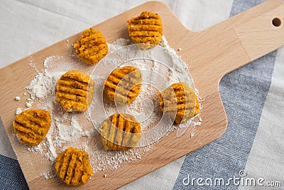 Handmade italian pumpkin gnocchi Stock Photo