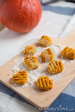 Handmade italian pumpkin gnocchi Stock Photo