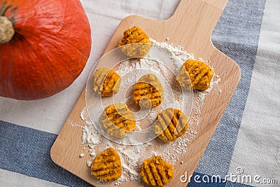 Handmade italian pumpkin gnocchi Stock Photo