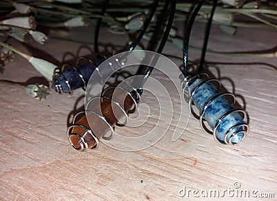 Magic protective stones pendants for witches Stock Photo