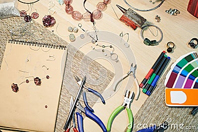 Handmade Jewelry Background Stock Photo