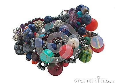 Handmade jewelry made from semiprecious stones. Stock Photo