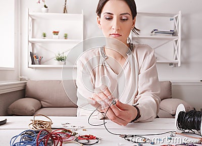 Handmade jewelry making, female hobby Stock Photo