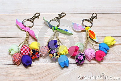 Handmade Keychain Tulip. Stock Photo