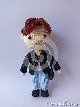 handmade knitted dolls for cool men Stock Photo