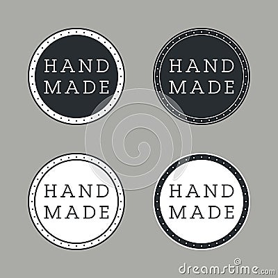 Handmade Labels or Emblems with Calligraphy Inscription. Brand or Company Production Tags. Stickers for Handicraft Product Vector Illustration