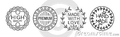 Handmade Line Badge and Labels Elements Vector Set Vector Illustration