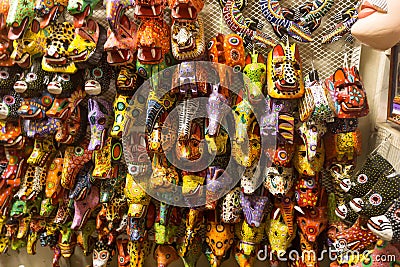 Beautiful coloured, handmade masks Editorial Stock Photo