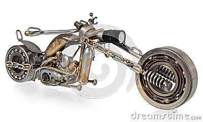 Handmade motorcycle, chopper, cruiser composed of metal parts, b Stock Photo