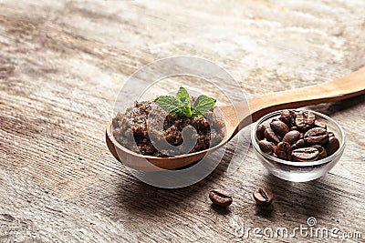 Handmade natural body scrub and coffee beans Stock Photo