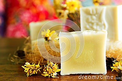Handmade natural cold process soaps Stock Photo