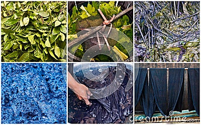 Handmade natural indigo dye step by step Stock Photo