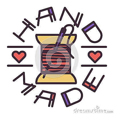 Handmade needlework badge logo vector Vector Illustration