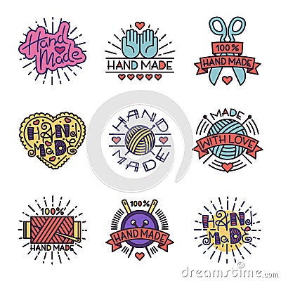 Handmade needlework badge logo vector Vector Illustration