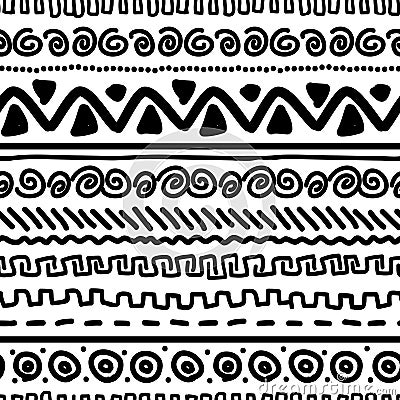 Handmade pattern with ethnic geometric ornament Vector Illustration