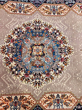 Handmade persia blue coloured carpet,woolen handmade kashmiri carpets Stock Photo