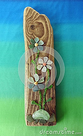 Handmade picture - flowers , using see goodness, Lithuania Stock Photo