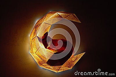 Decorative polygonal night lantern Stock Photo