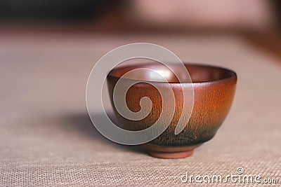 Handmade pottery bowl brown Stock Photo