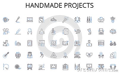 Handmade projects line icons collection. Heritage, Tradition, Inheritance, Remembrance, Ancestry, Lineage, Endowment Vector Illustration