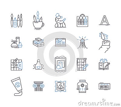 Handmade projects outline icons collection. handmade, project, DIY, crafting, creativity, design, tool vector and Vector Illustration