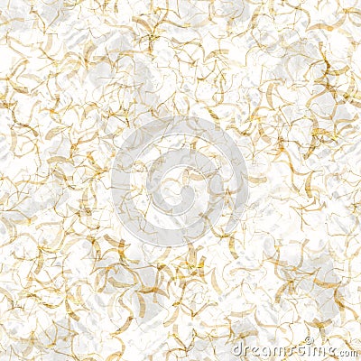 Handmade rice paper texture with metallic gold swirl flecks. Seamless washi sheet background. For luxe wedding texture Stock Photo