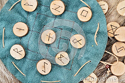 Handmade runes for fortunetelling Stock Photo