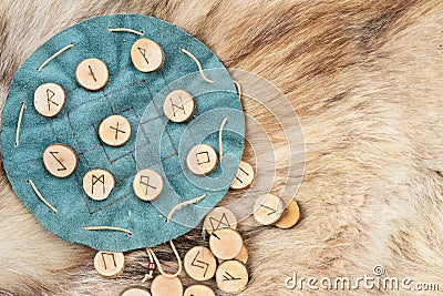 Handmade runes for fortunetelling Stock Photo