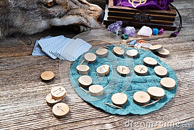 Handmade runes for fortunetelling Stock Photo