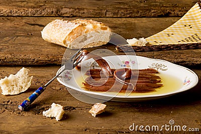 Handmade salted anchovies Stock Photo