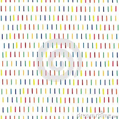 Vertical broken stripes in rainbow colors. Dashes vertical. Seamless surface pattern vector design with strokes. Blue, green, Vector Illustration