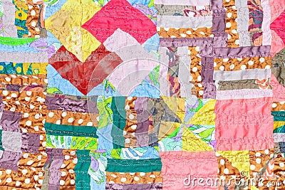 Handmade silk patchwork cloth Stock Photo