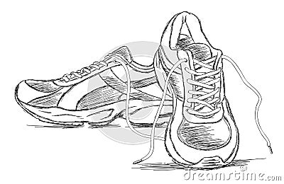 Handmade Sneakers Sports Shoe Vector Sketch Illustration Vector Illustration