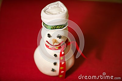 Handmade snowman doll Stock Photo