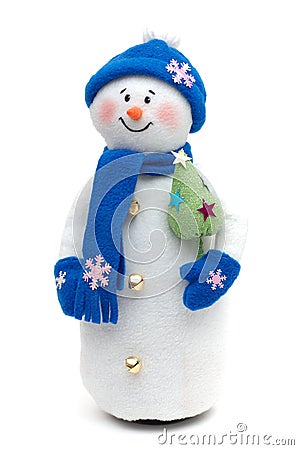 Handmade Snowman over white Stock Photo